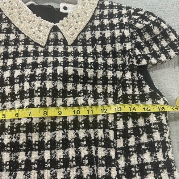 Alice + Olivia Black and White Velia Houndstooth Mini Dress - Picture 6 of 11